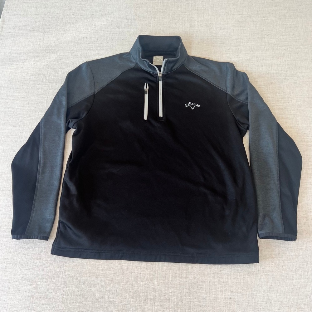 Callaway Pullover Sweatshirt Mens Medium Black Gray Long Sleeve 1/4 Zip Golf